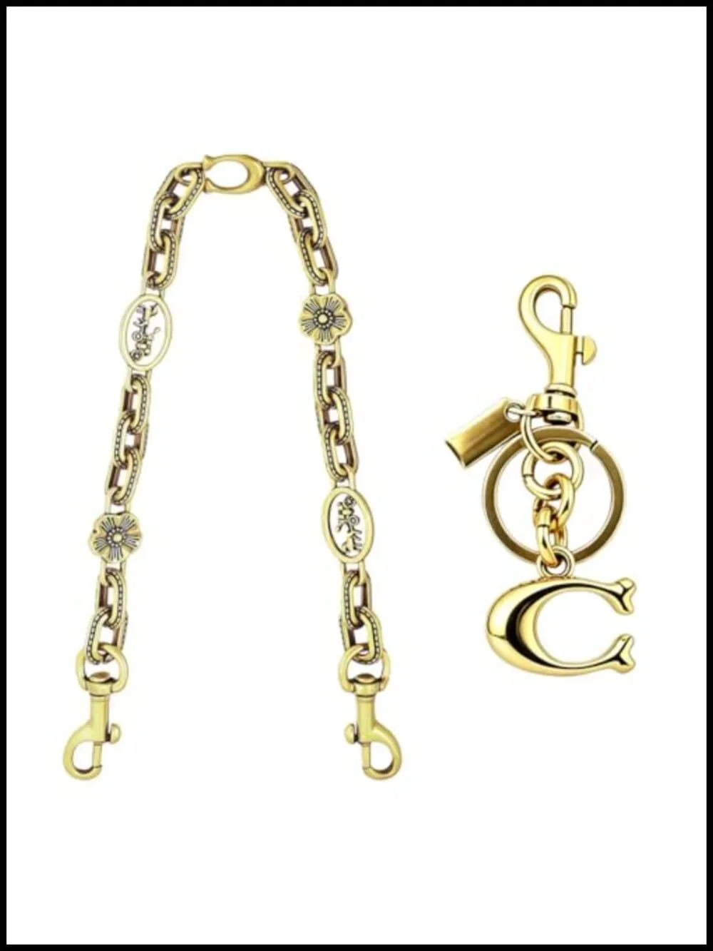 Vintage Gold Chain Bag Charm Keychain Wallet Extender Purse Accessory